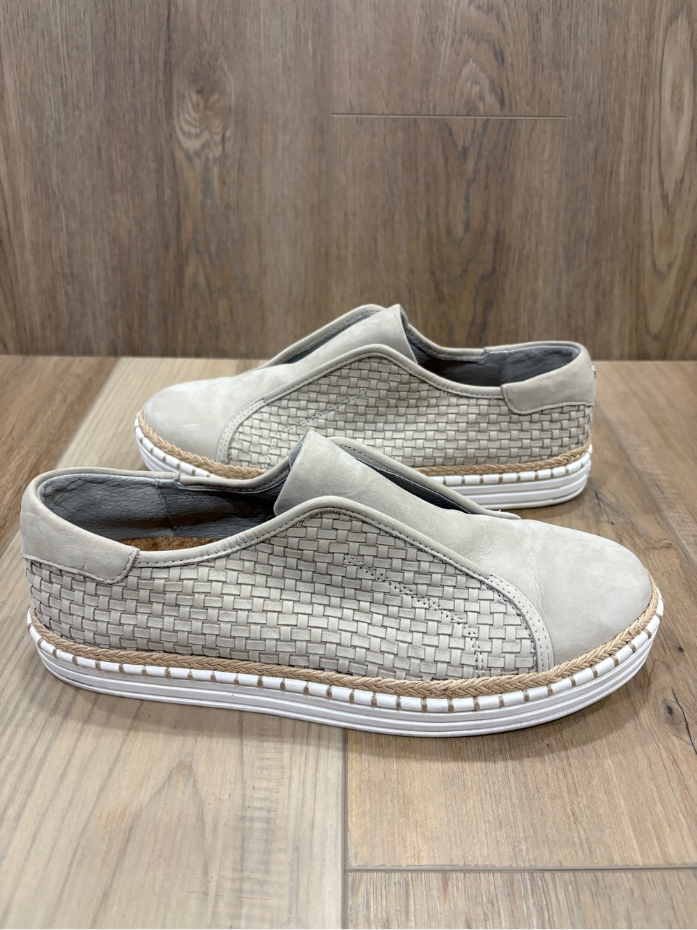 Anthropologie J/Slides Kayla Slip-On Sneakers Braided Jute Leather Loafers 8